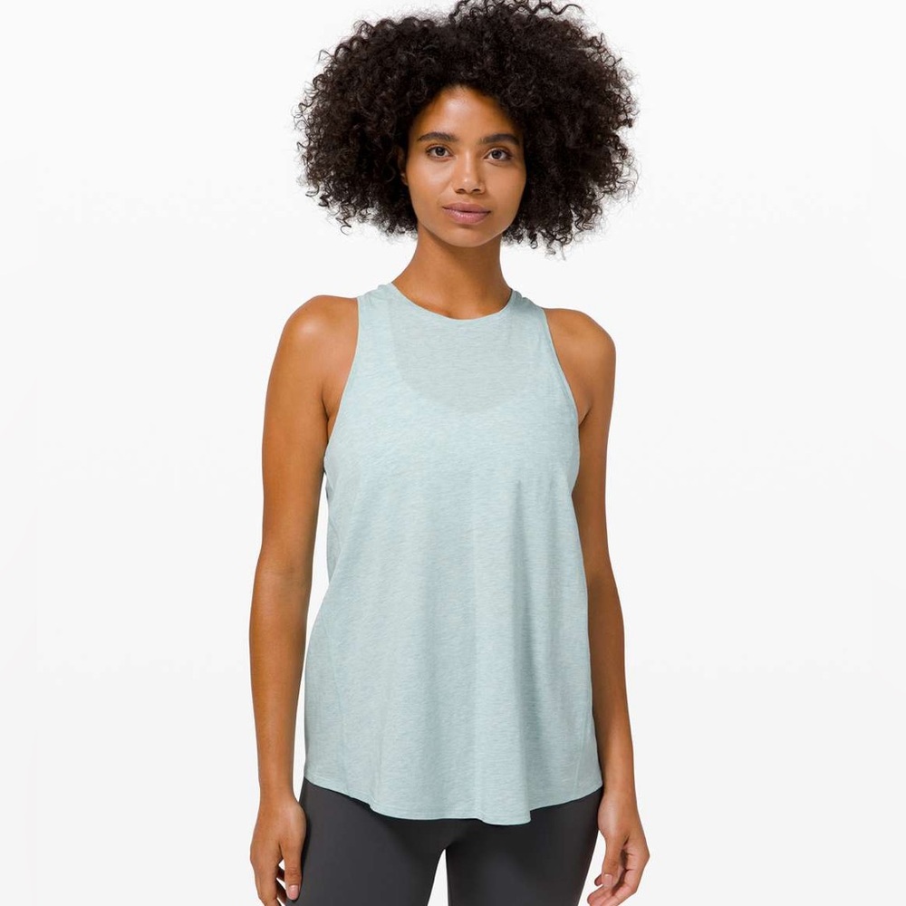 All Tied Up Tank Top in Heathered Hazy Jade
